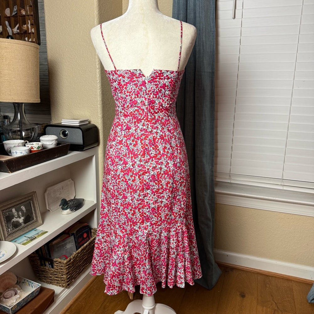 J Crew & Liberty London Wiltshire Floral Ruffle Hem Midi Dress Sz 0 - Picture 5 of 11